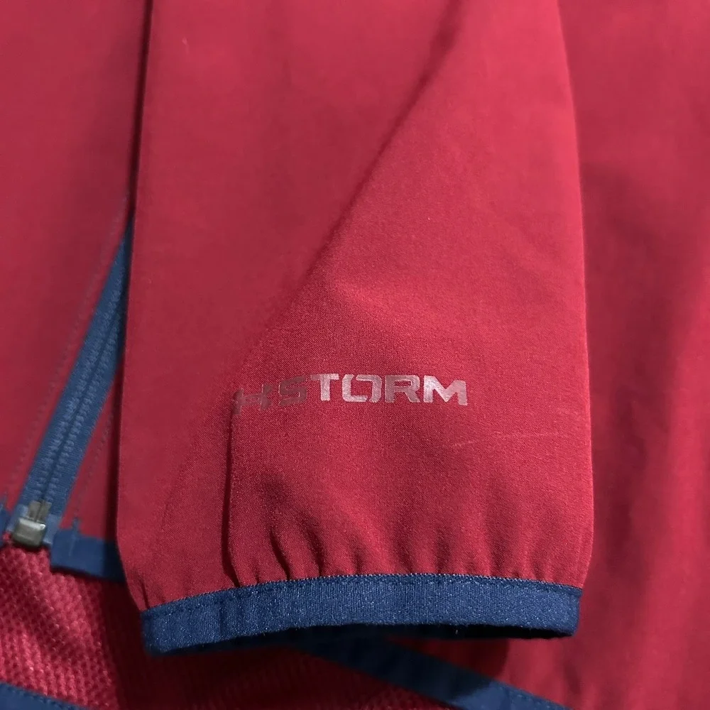 Under Armour Jacket Large Blue Red Storm HeatGear Full Zip Hooded 1299121